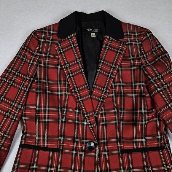 Black Label Evan Picone Blazer Jacket Tartan Plaid Checker Equestrian Womens 10 - Picture 12 of 12